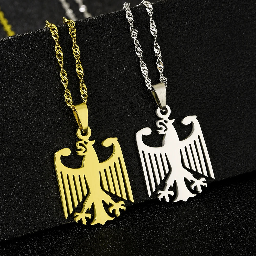 2025 Trendy US EU Hot Sale Stainless Steel Germany Eagle Pendant Necklace Unisex Couple Ethnic Style Patriotic Jewelry Gift