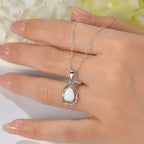 OXTAO White Opal Water Drop Necklace Bracelet Female Jewelry 925 Sterling Silver 7x10mm Pear Shape Cut Hollow Pendant Adjustable mbzr