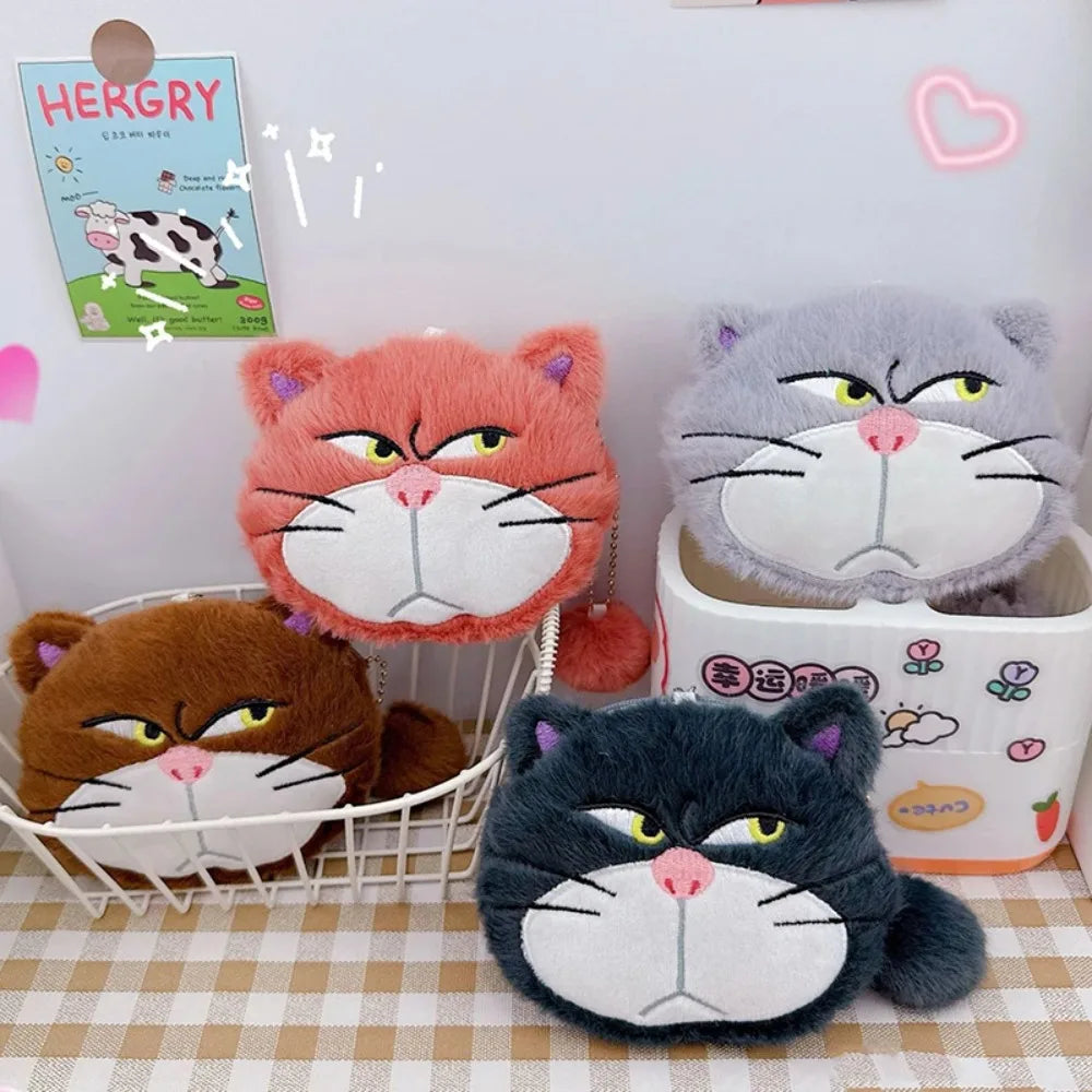 Cute Cartoon Cat Plush Coin Purse Keychain Earphone Storage Bag Backpack Hangings Ornament Gifts mbzr