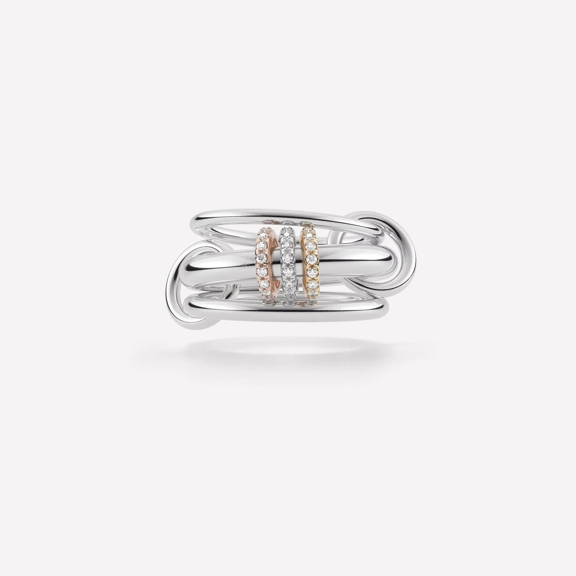Ring Interlocking Stacked Multi-Layer Stainless Steel Ring Jewelry Copper Zircon Hand Jewelry