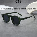 2025 Retro Thick Framed Oval Sunglasses For Men American Style Gray Eyewear Retro Leopard Print Glasses UV400 Prescription
