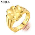 MULA Wedding Band Rings 925 Sterling Silver Gold Four-leaf Clover Signet Ring 6-9 For Women Man Anniversar Fashion Jewelry Gift