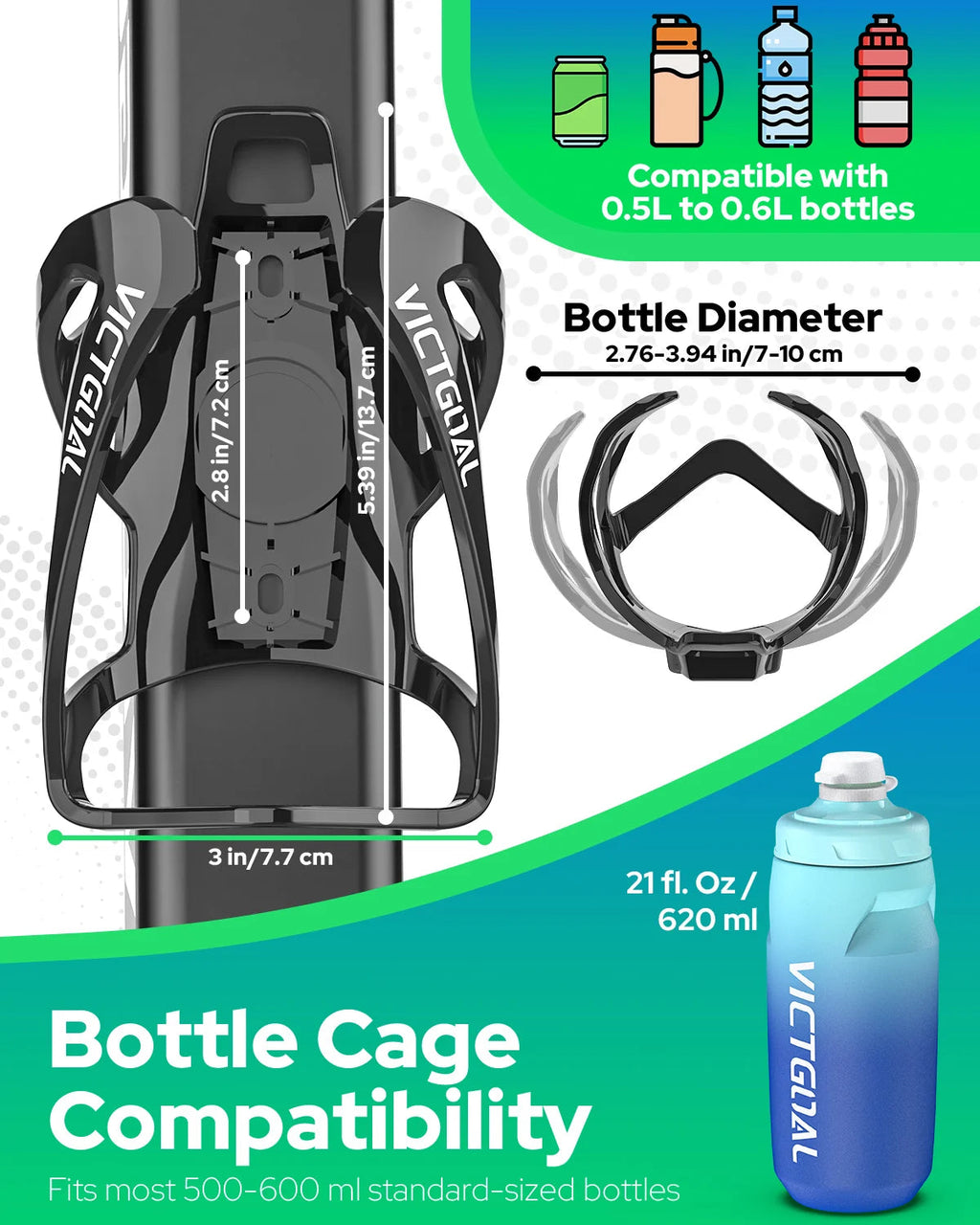 VICTGOAL Bicycle Water Bottle Holder Cage with Hidden AirTag Mount Squeeze Bottle mbzr