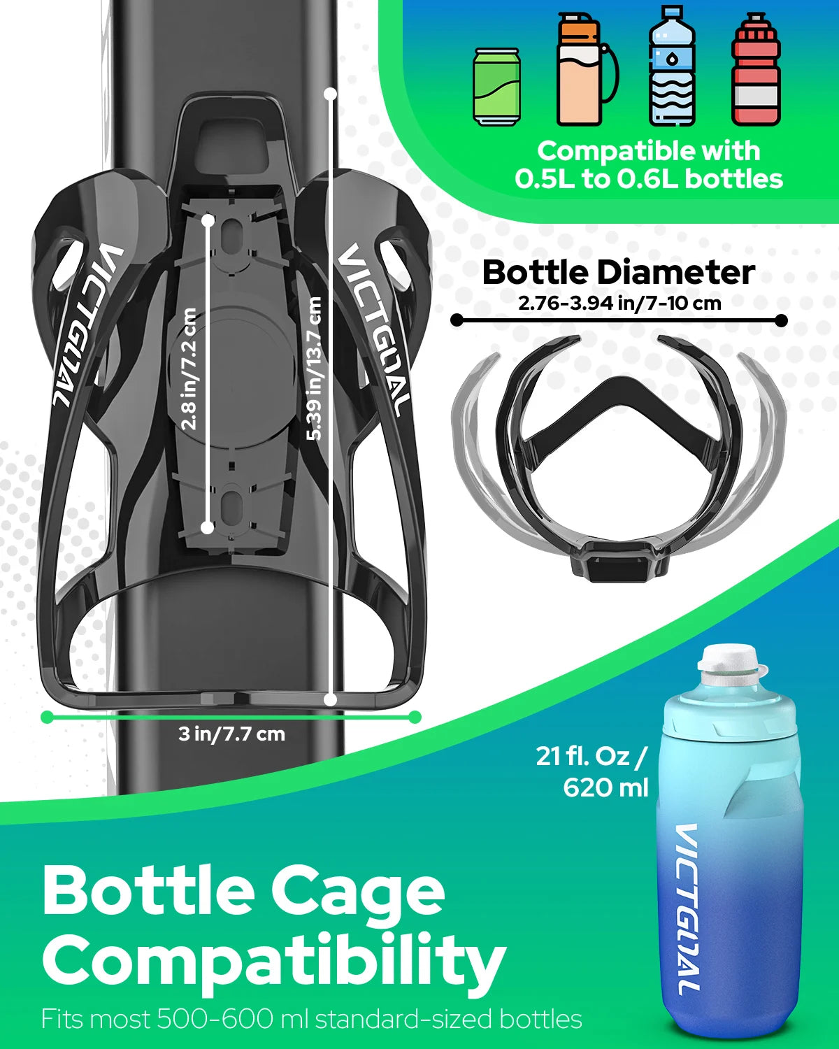 VICTGOAL Bicycle Water Bottle Holder Cage with Hidden AirTag Mount Squeeze Bottle mbzr