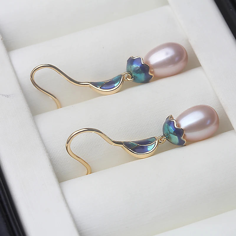 Freshwater Pearl Earrings Silver Women Birthday Gift White Black mbzr