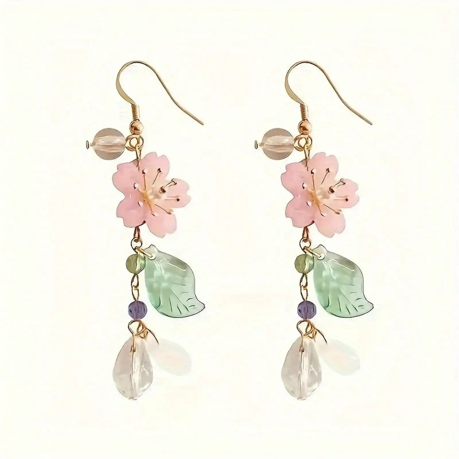1 Pair Floral Cherry Blossom Drop Earrings For Women Asymmetrical Personalized Party Earrings, Perfect Valentine's Day Gift For mbzr