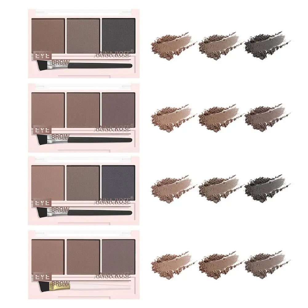 ANNA ROSE 3-In-1 Eyebrow Powder Palette With Enhancer Brush Natural Long-Lasting Shaping Sweat-proof Waterproof Makeup mbzr