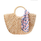 Straw Woven Handbags Beach Bag Handmade Woven Bucket Bag Shopping Tote Bag mbzr