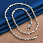 Charm 925 sterling silver Accessories Men 4MM 40-60cm 2PCS Rope Chain Necklace Bracelet Women Fashion Wedding Gift Jewelry mbzr
