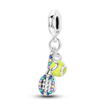 925 Sterling Silver Cute Money Catching Cat Charms Bead Tennis Racket and Ball Pendants Fit Original Bracelet DIY Jewelry Gift mbzr