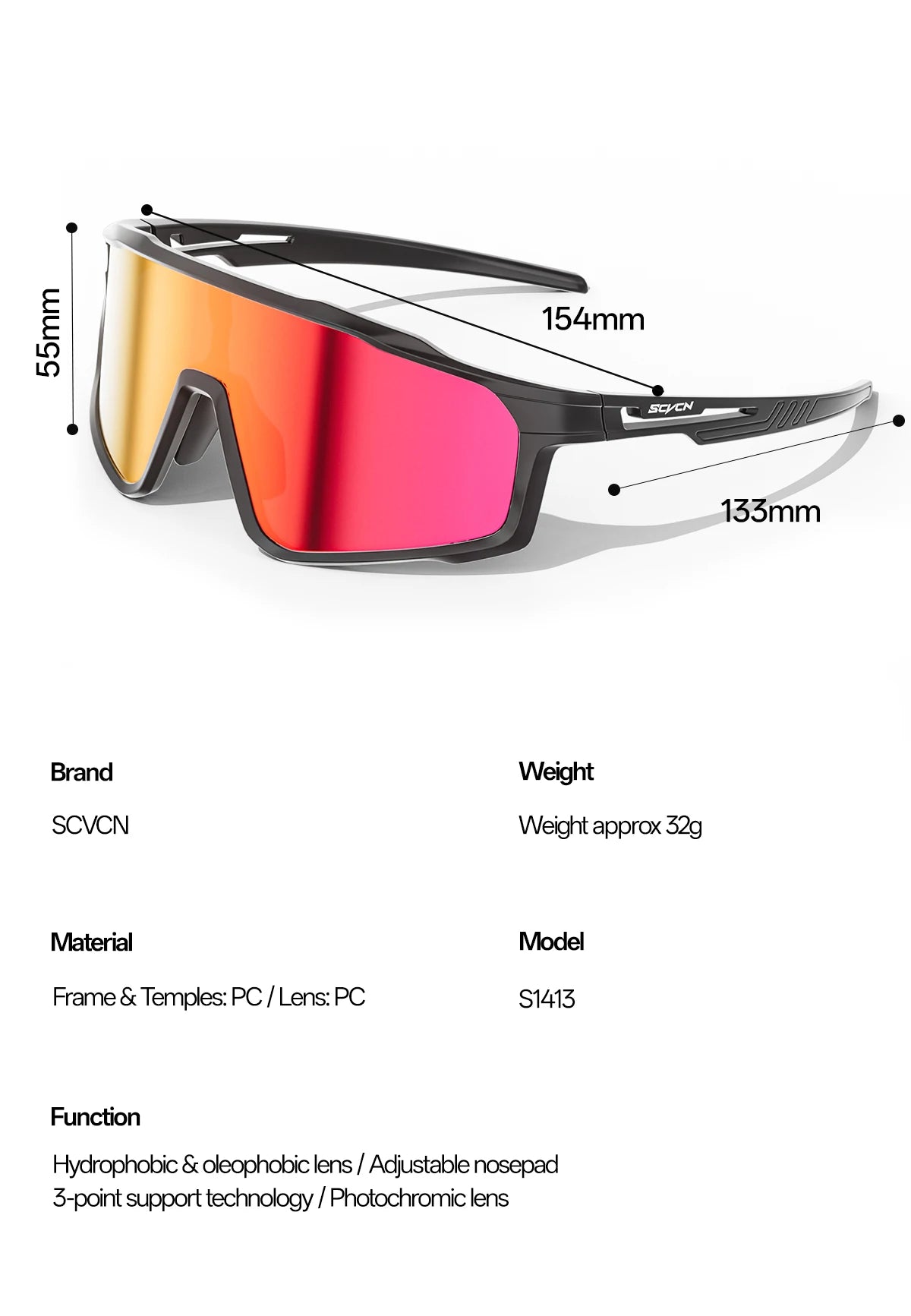 SCVCN New UV400 Outdoor Cycling Sunglasses Pickball Sports Glasses Men Women Ultralight Hiking Glasses MTB Bicycle Glasses HD Running Drving Goggles