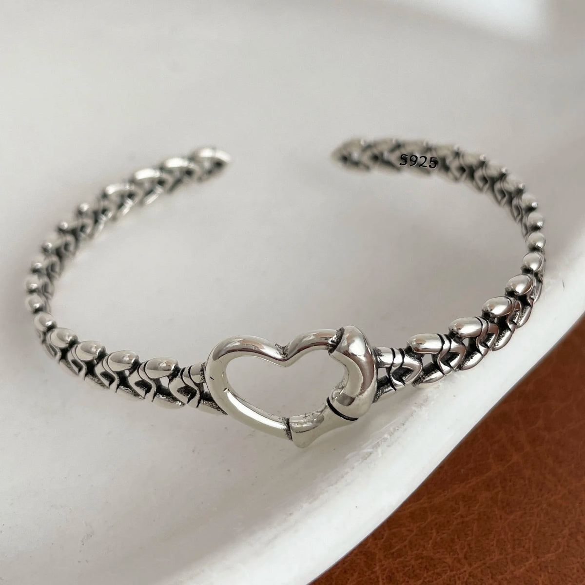 Chain and Link Bracelets Vintage Handmade Simple Retro Black Stone 925 Silver