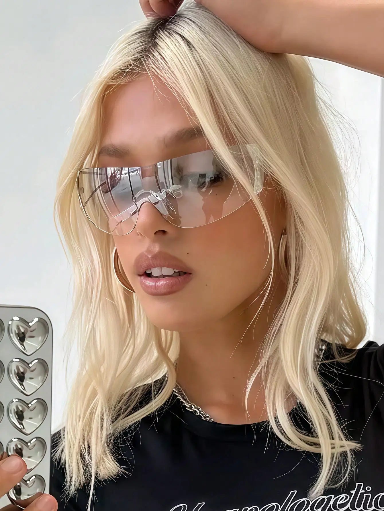 1pc Transparent Y2K Frameless Fashion Glasses Beach Accessories For Women Glasses Shades For Summer Beach Vacation,Outdoor,Travel mbzr