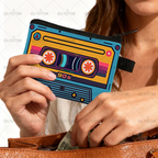 Cute Tape Cassette Case Graphic Print Coin Purses Women Men Wallet ID Credit Card Lipstick Key Storage Bag Money Coin Bag