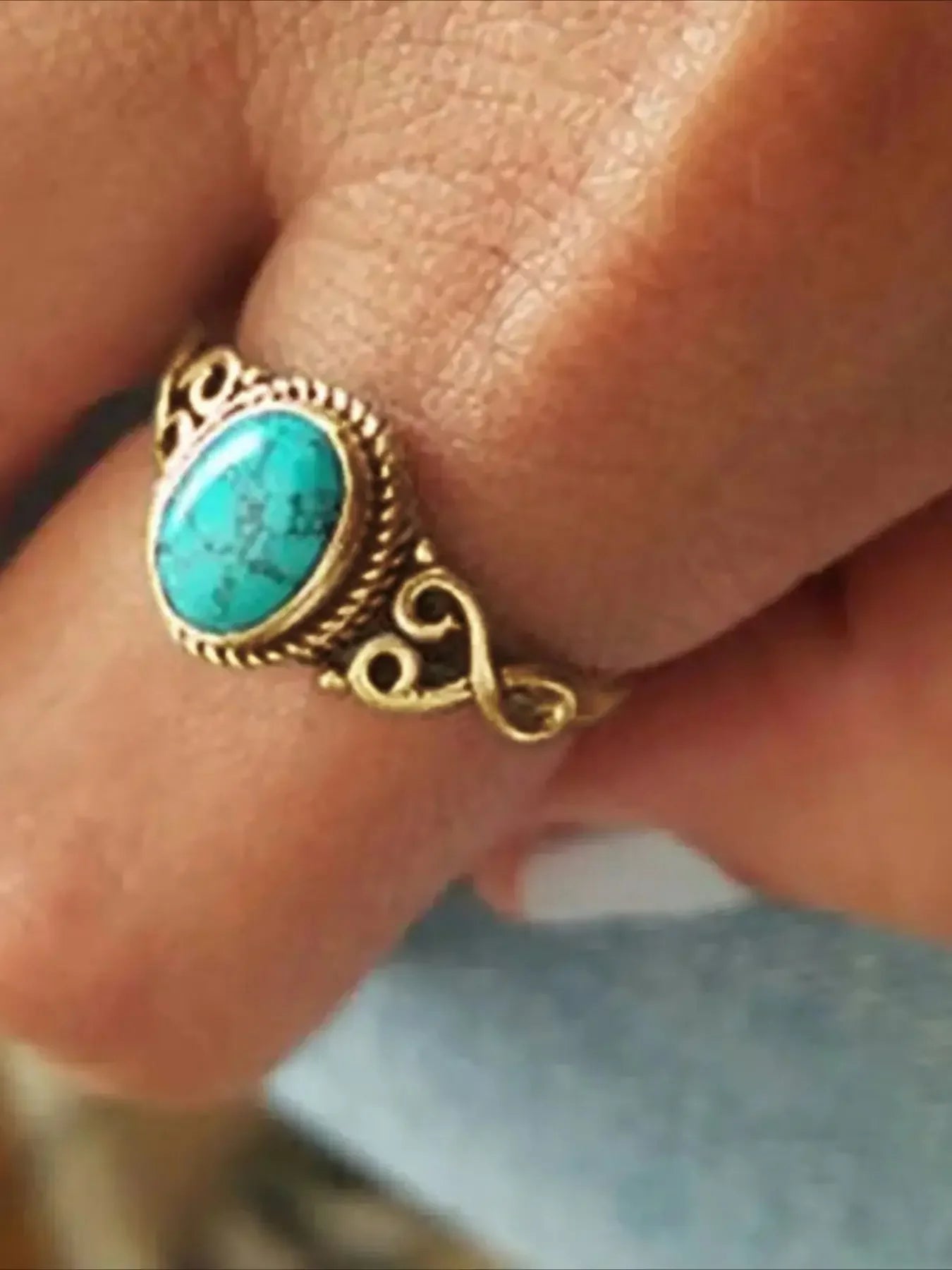 Women's Imitation Turquoise Ring Design, Valentine's Day Gift, Bridal Wedding Engagement Jewelry, Daily Wear Decorative Accessories