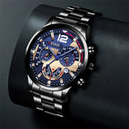 Fashion Mens Stainless Steel Watches Luxury Quartz Wristwatch Calendar Luminous Clock Men Business Casual Watch Reloj Hombre mbzr