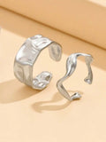 2pcs Personalized Baroque Stainless Steel Ring Set For Women, Everyday Wear