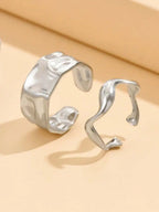2pcs Personalized Baroque Stainless Steel Ring Set For Women, Everyday Wear