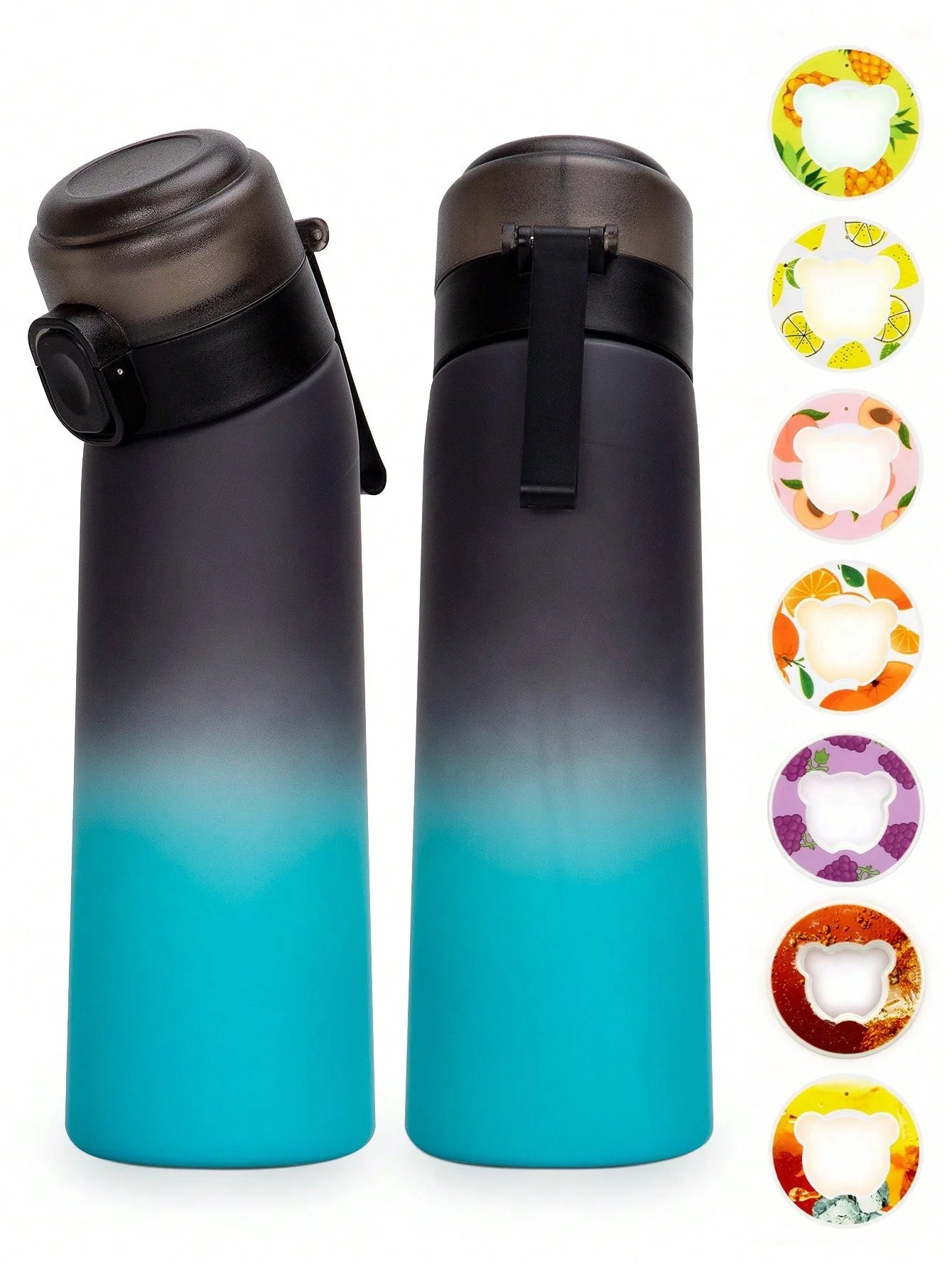 1pc Gradient Air Water Bottle With 1PC Random Bear Shape Scented Flavor Pods Drinks Bottles Outdoor 0 Sugar 0 Calorie Water Cup mbzr