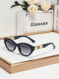 Womens Oval Plastic Fashion Sunglasses With Gold Tone Accents For Vacation Driving And Casual Wear mbzr