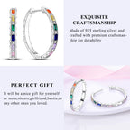 Sterling Silver Hoop Earrings Hypoallergenic Zirconia Women