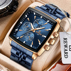 REWARD Original Men's Quartz Watches 30M Waterproof Sport Rectangle Watch for Men