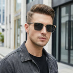 Polarized Sun Glasses Trendy Square Polarized Sunglasses Stainless Steel Sun Glasses Impact-Resistant Metal Frame Sunglasses