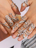 Stainless Steel Snake Adjustable Stackable Rings Set For Women Y2K Vintage Design