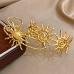 316L Stainless Steel Sunflower Open Cuff  Bangles Bracelet Y2K Gold Plated Waterproof Charms Jewelry Women's Men Gifts