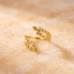 The Olive Branch Leaf-shaped Design of This Adjustable and Rotatable Stainless Steel Ring Can Be Opened and Adjusted. It Won't Fade and Is Suitable As A Daily Commuting, Casual or Special Occasion Wear Accessory or Gift for L