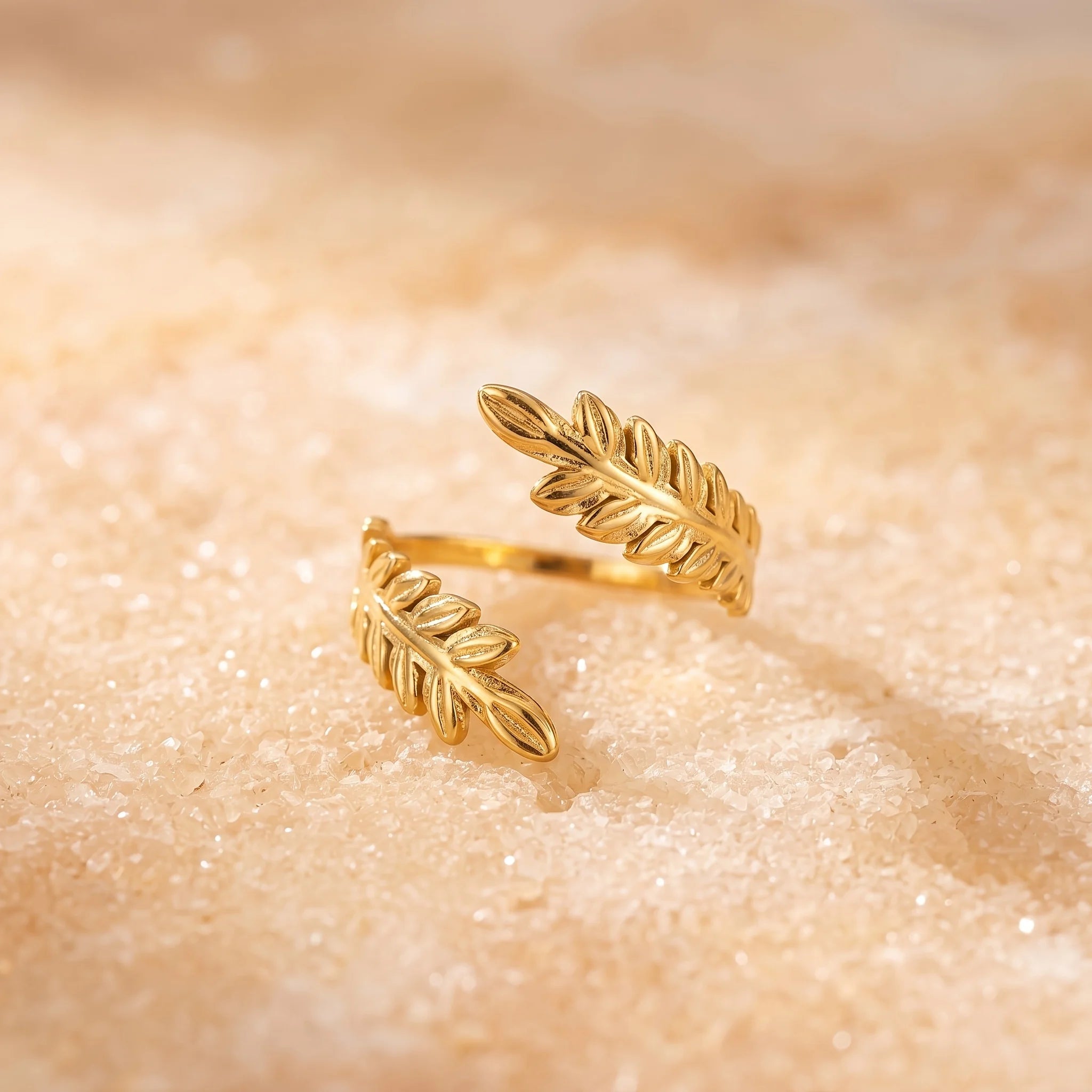 The Olive Branch Leaf-shaped Design of This Adjustable and Rotatable Stainless Steel Ring Can Be Opened and Adjusted. It Won't Fade and Is Suitable As A Daily Commuting, Casual or Special Occasion Wear Accessory or Gift for L