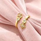 CoolTime Celtic Trinity Knot Ring For Women Zircon Stainless Steel Open Ring Sparkling Triquetra Amulet Wicca Jewelry Gift