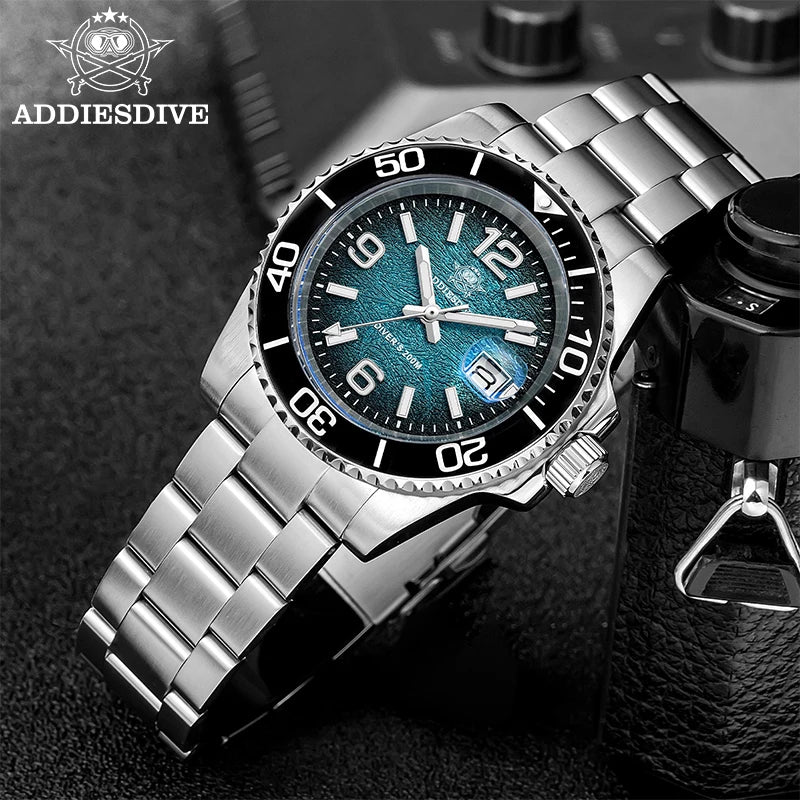 ADDIESDIVE 2026 New Outdoor Diving Quartz Watch Men 200M Waterproof BGW9 Luminous Calendar Display Stainless Steel Wristwatches mbzr