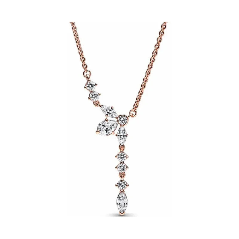 Heart-Shaped 925 Sterling Silver Love Snowflake Star Zircon Charm Necklace – Women's Lovers' Holiday, Wedding Gift Jewelry mbzr