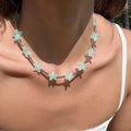 Summer Mint Blue Starfish Beaded Necklace Bracelet Ring Seaside Vacation Jewelry Set For Women And Girls Boho style mbzr