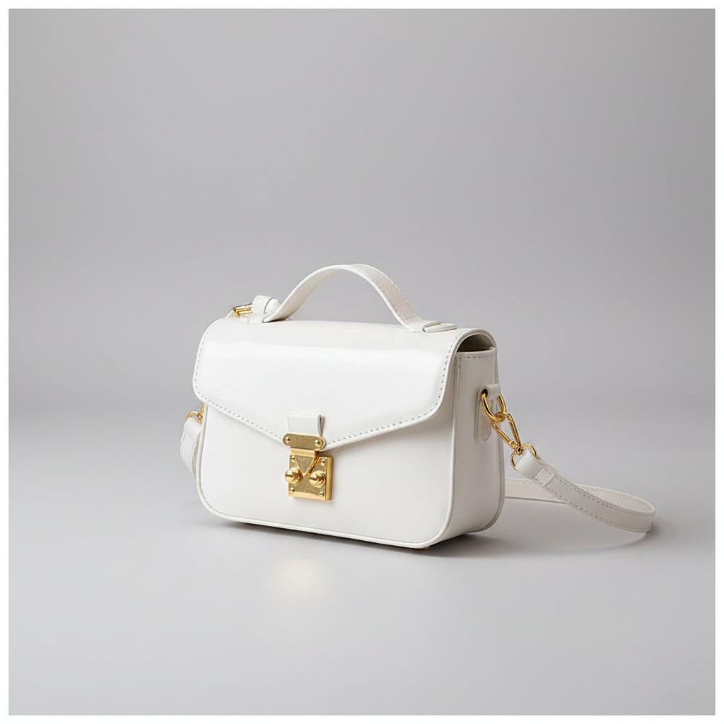 2026 Luxury Square Shoulder Bags for Women Trendy Patent Leather Small Flap Crossbody Bag Top-Handle Lock Buckle Handbag mbzr
