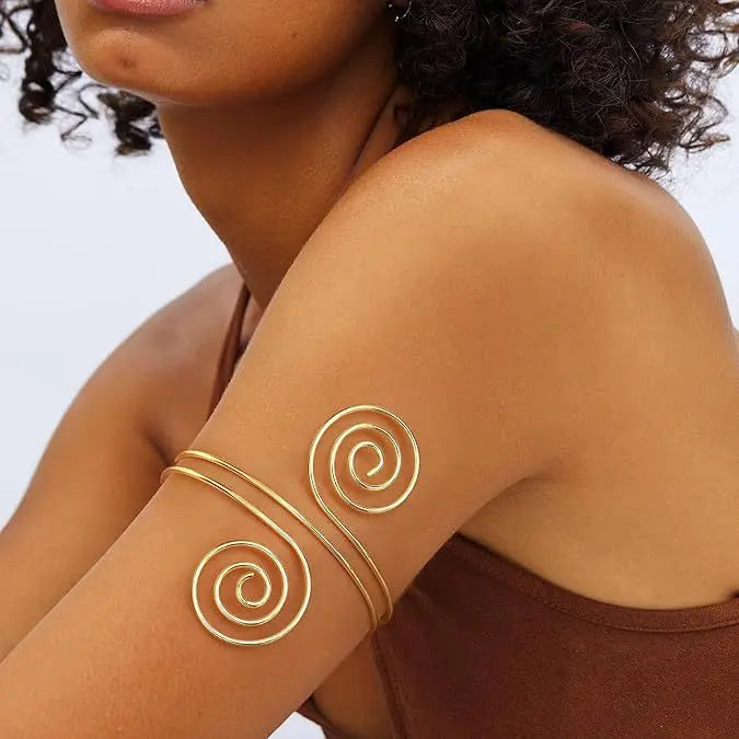 6-Piece bracelet set European and American hot-selling personalized geometric metal spiral leaf arm ring bracelet 6-piece set female