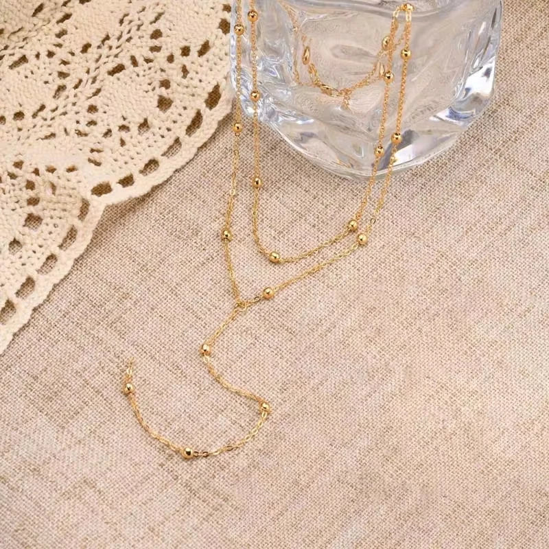 Stainless Steel Gold Plated Cross Necklace Dainty Long Lariat Y Shape Drop Pendant Layered Necklaces For Women Girls