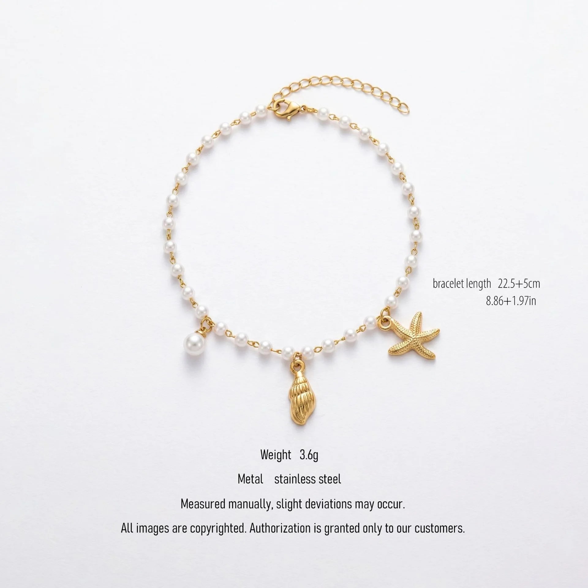 Women's stainless steel 18K gold bracelet that does not fade for a long time   fashionable heart shaped cross and starfish bracelet   luxury