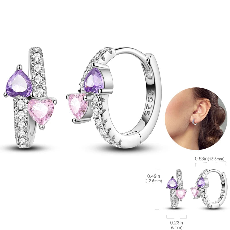 Women's 925 Sterling Silver Circle Style Simple Colorful And Shiny Zircon Earrings Fit For Attend A Wedding Exquisite Jewelry mbzr