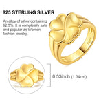 MULA Wedding Band Rings 925 Sterling Silver Gold Four-leaf Clover Signet Ring 6-9 For Women Man Anniversar Fashion Jewelry Gift