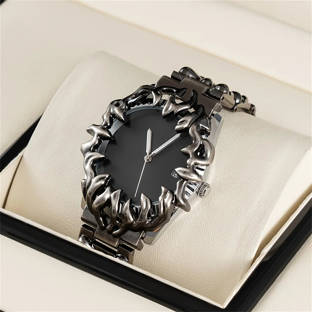 Fashion Heterosexual Men's Watch Claw Shape Table Alabaster Round Dial Retro Watches Y2K Unique Shaped Senior Ins Niche Men's Quartz Watch