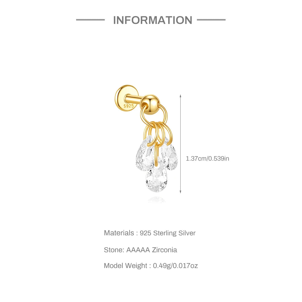 925 Sterling Silver Full Ear Dainty Piercing Ear Lobe Stud Earring for Women Helix Flat Earring Ear Bone Studs Fine Jewelry mbzr