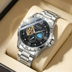 1Pcs Men's Black Dial Alloy Strap Vintage Fashion Classic Fashion Details Quartz Watch For Business Party Holiday