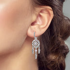 MULA Earrings 925 Sterling Silver Dreamcatcher Snake Bone Drop Earrings For Woman Ladies Wedding Engagement Party Jewelry Gift