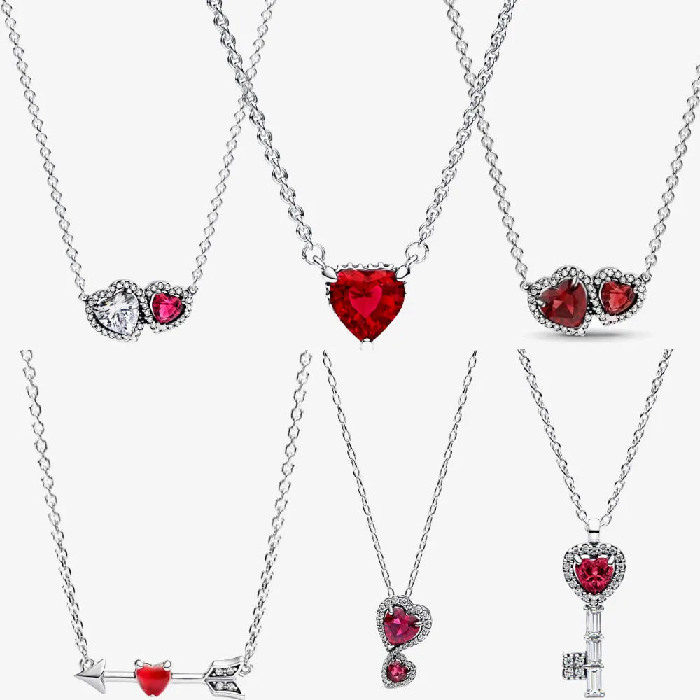 925 Sterling Silver Pave Heart & Butterfly Necklace Women Jewelry DIY Birthday,Anniversary,Engagement,Wedding Gift plata de ley mbzr