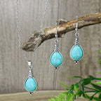Vintage Bohemian Hollow Round Geometric Necklace Earrings Set for Women Indian Jewelry Ethnic Bule Beads Pendant Jewelry Sets mbzr
