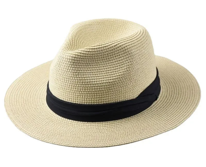 Summer Beach Woven Sun Hats Plus Size Jazz UV UPF 50+ Sun Protection Travel Panaman Straw Hats Unisex