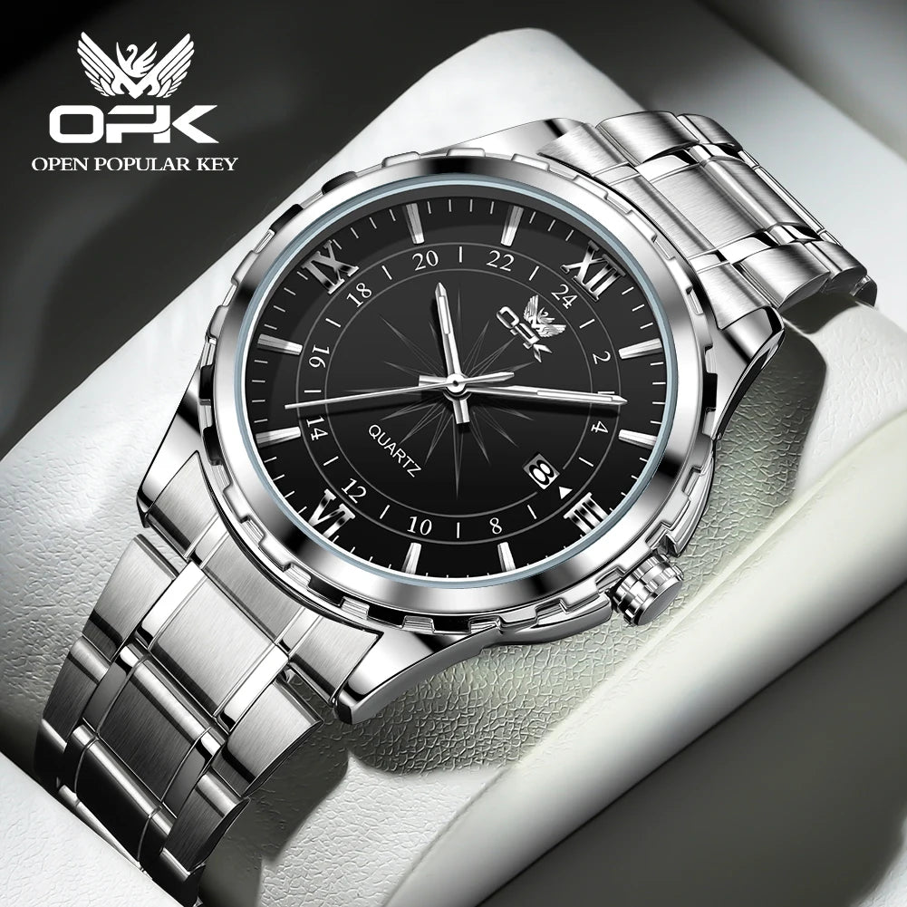 OPK Brand Steel Belt Dual Calendar Men's Quartz Watch 6003 mbzr