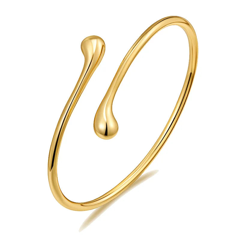 European and American style hot-selling models, women's irregular opening gold bracelets, retro versatile water drop-shaped round arm rings for women